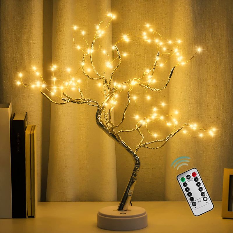 Photo 1 of 108 LED Sparkly Fairy Spirit Tree Lamp Remote Control, DIY Artificial Tree Lamp, 8 Modes USB/Battery Tabletop Bonsai Tree Light for Bedroom Desktop Christmas Party Indoor Decor Lights (Warm White)
