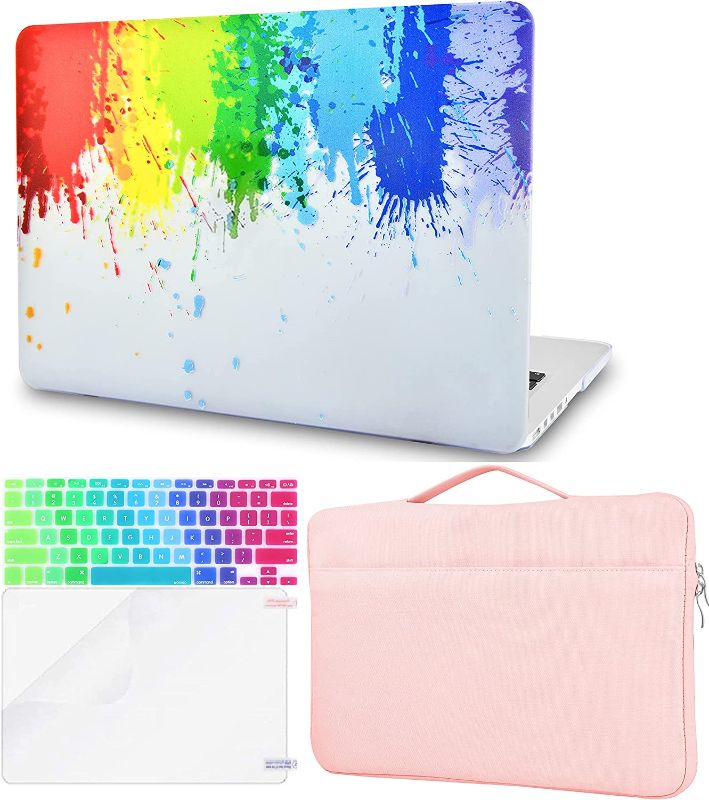 Photo 1 of UPOTI Compatible with MacBook Pro 13 inch Case 2016-2020 A2159 A1989 A1706 A1708 Touch Bar Plastic Hard Shell+Sleeve Bag+Keyboard Cover+Screen Protector (Rainbow Splat)
