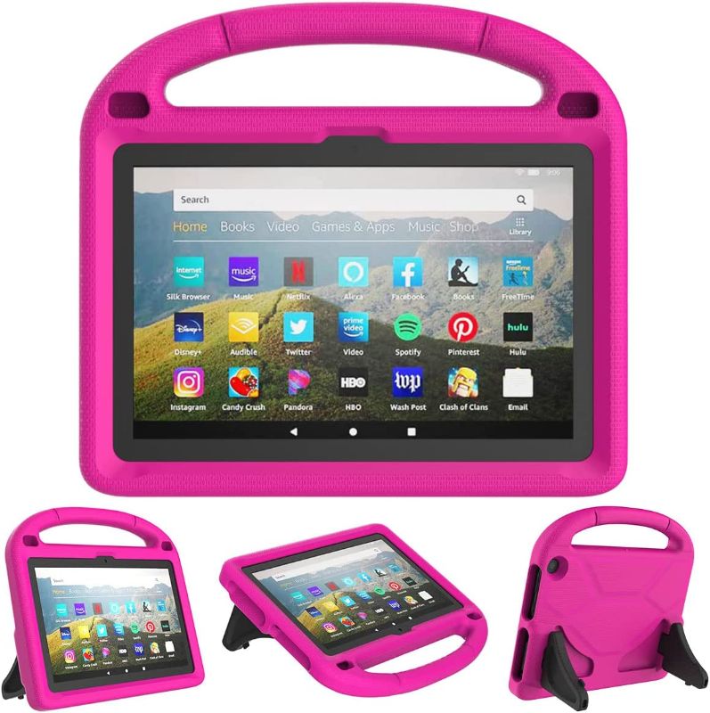 Photo 1 of VOFTEEK Kids Case for All New Amazon Fire HD 8 & HD 8 Plus Tablet (2022 Model & 2020 10th Gen,2020/2022 Release), Durable Shockproof Protective Case with Handle Stand for Fire 8 inch 2020 Model, Pink
