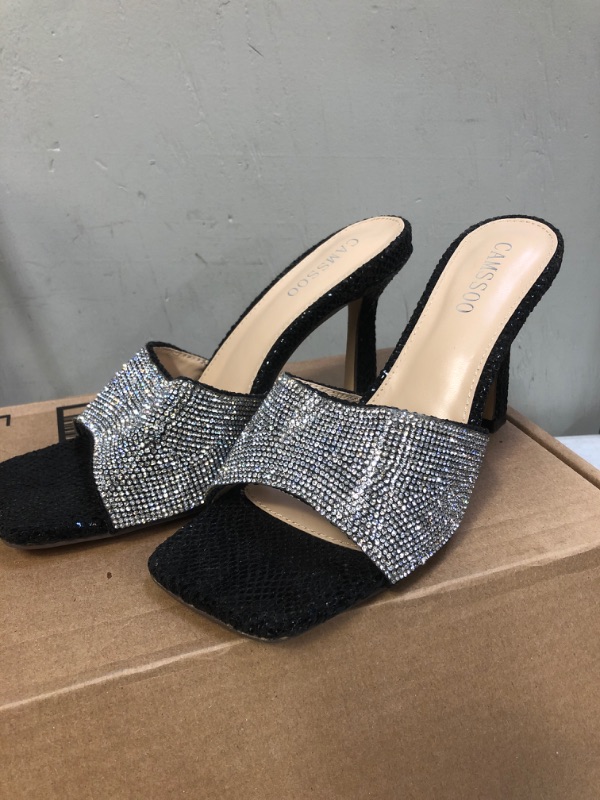 Photo 1 of CAMSSOO BLACK AND GLITTER HEELS
SIZE 5-6
