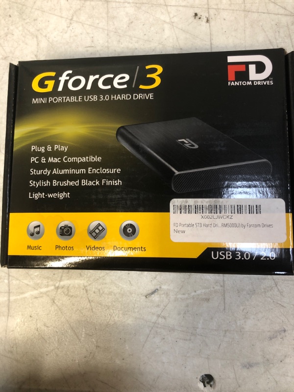 Photo 6 of FD Portable 5TB Hard Drive - USB 3.2 Gen 1-5Gbps - GForce Mini Aluminum- Compatible with Mac/Windows/PS4/Xbox (GF3BM5000U) by Fantom Drives
OPEN BOX
