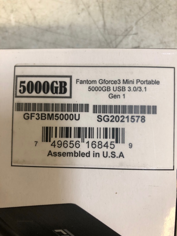 Photo 5 of FD Portable 5TB Hard Drive - USB 3.2 Gen 1-5Gbps - GForce Mini Aluminum- Compatible with Mac/Windows/PS4/Xbox (GF3BM5000U) by Fantom Drives
OPEN BOX
