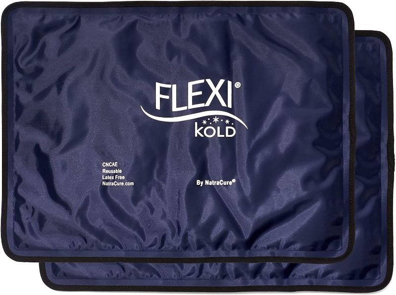 Photo 1 of 2 FlexiKold Gel Ice Packs (Standard Large: 10.5" x 14.5") - Reusable Cold Pack for Injuries, for Back Pain Relief, Migraine Relief Pad, After Surgery, Postpartum, Headache, Shoulder - 6300-COLD 2PK
