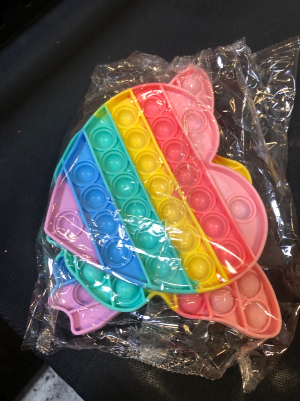 Photo 1 of HiUnicorn Pop Butterfly Girls Toys - 3 Pack Easter Basket Stuffers Fidget Gifts for Kids, Unicorn Push Bubbles Popping Pink Rainbow Sensory Heart Alphabet Letters Learning Classroom Game Toy
