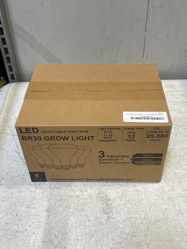 Photo 1 of 6 Pack Selectable Full Spectrum BR30 Grow Light Bulbs for Seeding, Growing, Flowering, 120w Equivalent E26 Base Non-Dim LED Flood Light Bulb for Indoor Flowers, Fruit, Greenhouse, hydroponic
