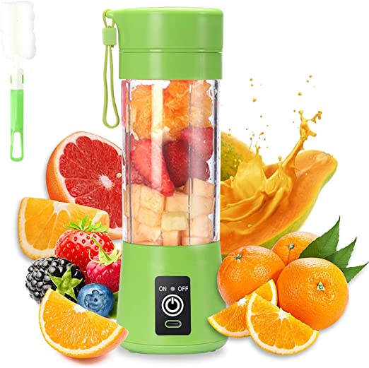 Photo 1 of Portable Blender Cup,Electric USB Juicer Blender,Mini Blender Portable Blender For Shakes and Smoothies, Juice,380ml, Six Blades Great for Mixing,Green
