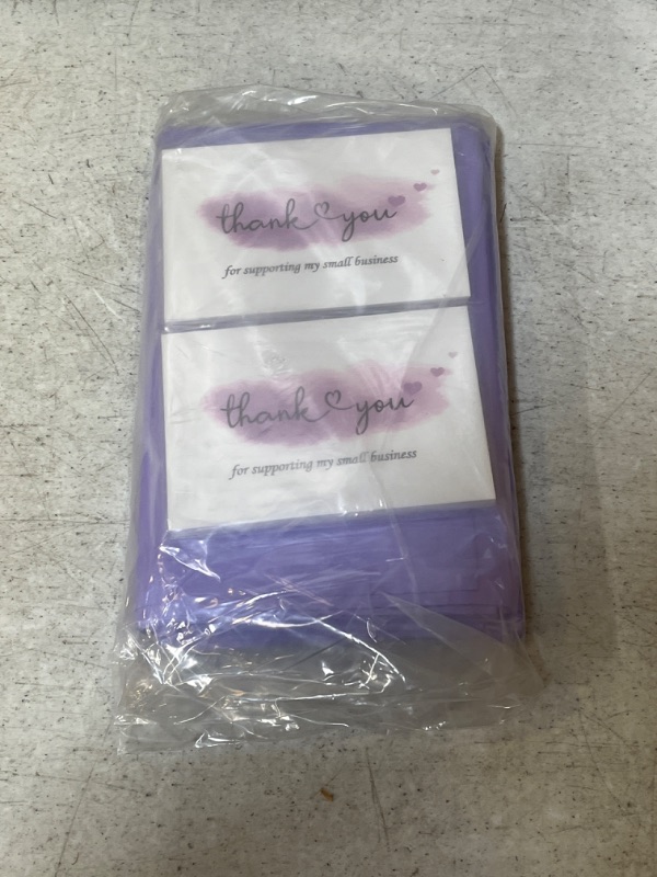 Photo 2 of 50Pcs Poly Mailers with 50Pcs Thank You Cards, Cute Mailing & Shipping Bags 10x13 Inch with Build-in Handle 3Mil Extra Thick Self Adhesive Packaging Bags for Small Business, Boutique- Purple
