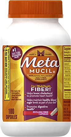 Photo 1 of 2CT - Metamucil Multi-Health Fiber Capsules by Meta, 100 Capsule Bottle - EXP: 10/24
