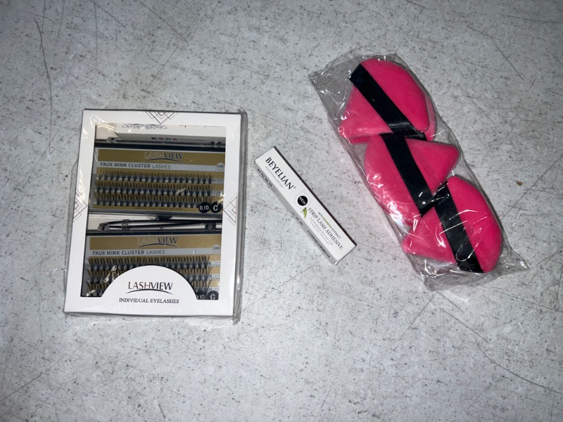 Photo 1 of 3 Item Beauty Bundle. 1 Lash Kit, 1 Eyelash Adhesive, 1 Pack of 6 Makeup Triangles---Great Stocking Stuffer!