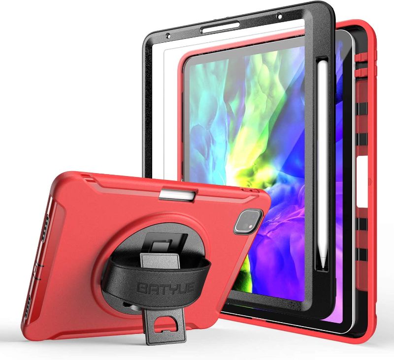 Photo 1 of iPad Air 5th/4th Generation Case 10.9 inch 2022/2020, iPad Pro 11" 4th/3rd/2nd/1st Gen Case 2022/2021/2020/2018, with Pencil Holder+Kickstand (Red)
