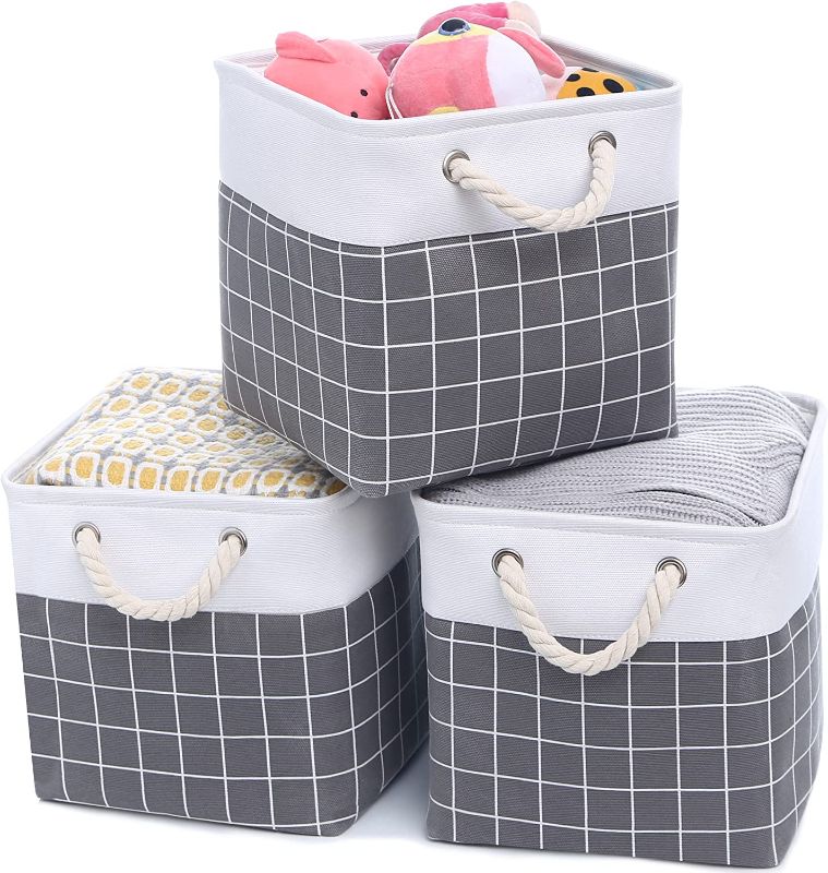 Photo 1 of 1 Inch Fabric Storage Cubes Storage Bins Organizer Foldable Baskets for Shelves Organizing Home Office Closet