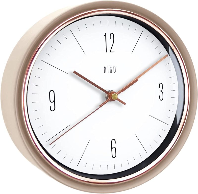 Photo 1 of Silent Non Ticking Wall Clock 9 inches Glass Front Cover Sweep Movement Decorative for Kitchen, Living Room, Bedroom, Nursery, Office, Classroom (Creamy White)
--UNOPENED BOX--