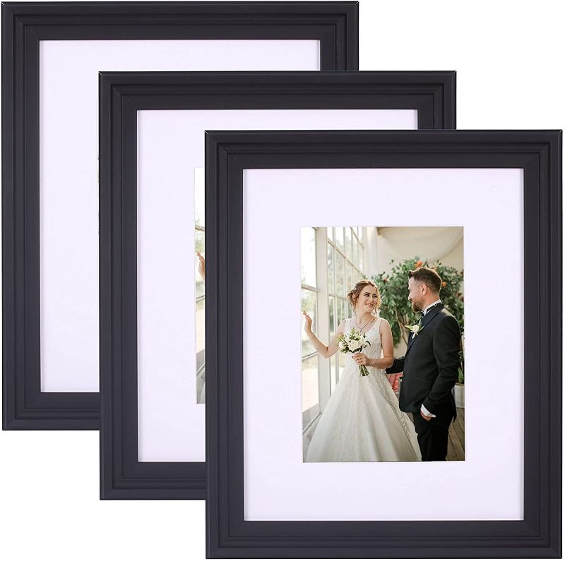 Photo 1 of 8x10 Picture Frame Set of 3 Display Pictures with Mat Black Matte Flat Frame,Classic Plastic Photo Frames with High Definition Glass,Simple Designed,for Wall Mount & Table top Decor Vertical,Black
UNOPENED BOX
