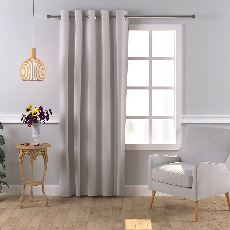 Photo 1 of 2 PANELS--Window Curtains, 54 x 84 inches Long Room Darkening Window Panel, Light Filtering Premium Quality Faux Silk Window Curtains for Bedroom and Living Room, 1 Panel Grommet White Curtain by Pretty House
