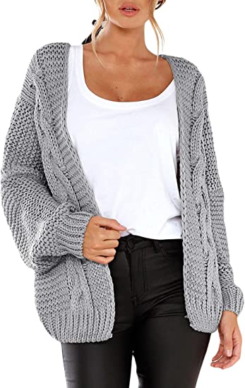 Photo 1 of Womens Open Front Long Sleeve Chunky Knit Cardigan Sweaters Loose Outwear Coat