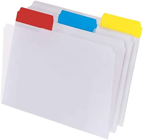 Photo 1 of Office Depot Brand Top Tab Poly File Folders, Letter Size, Clear with Assorted Color Tabs, Box of 15
