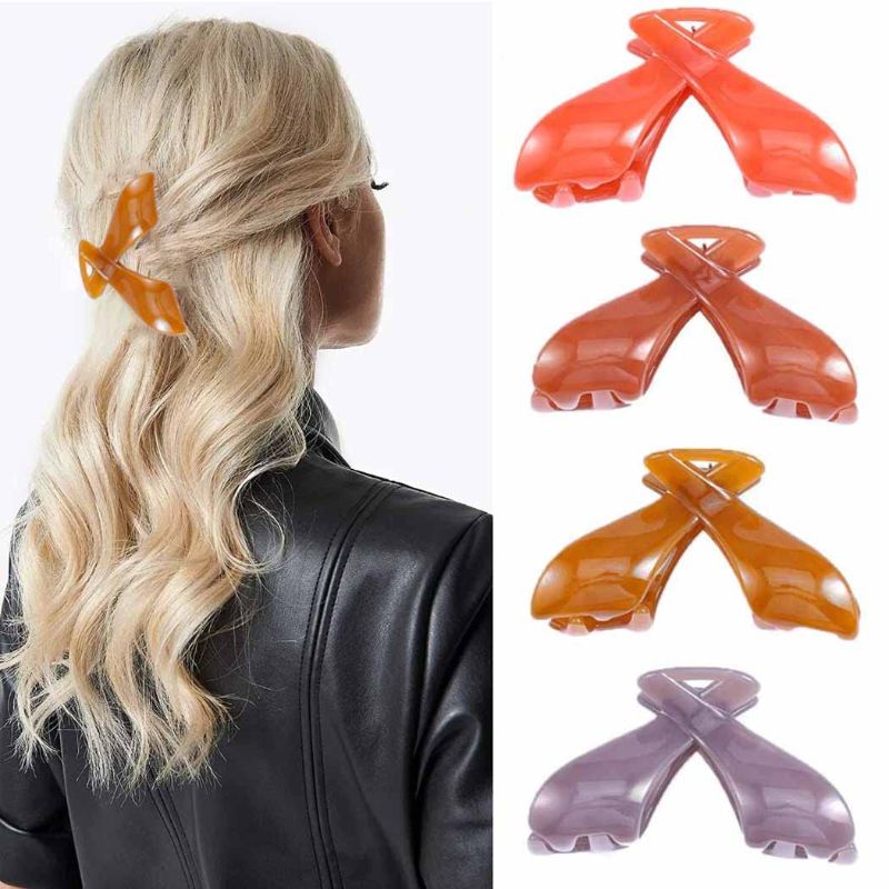 Photo 1 of Bartosi 4 Pcs Hair Claw Clips Fashionable Jaw clip Ponytai Holders Hair Barrettes Acrylic Hair Clip Cute Head Pieces Hair Accessories for Women and Girls
