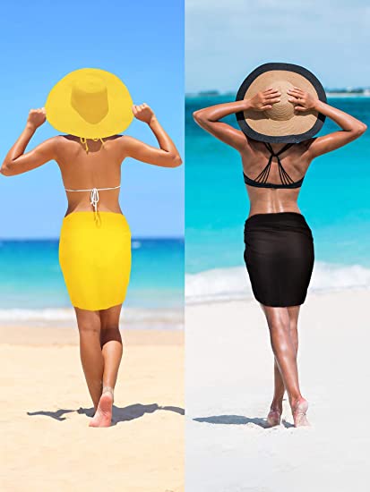 Photo 1 of Chuangdi 2 Pieces Sarong Coverups for Women Bathing Suit Wrap Swimsuit Skirt Beach Bikini Cover Up Swimwear Chiffon
