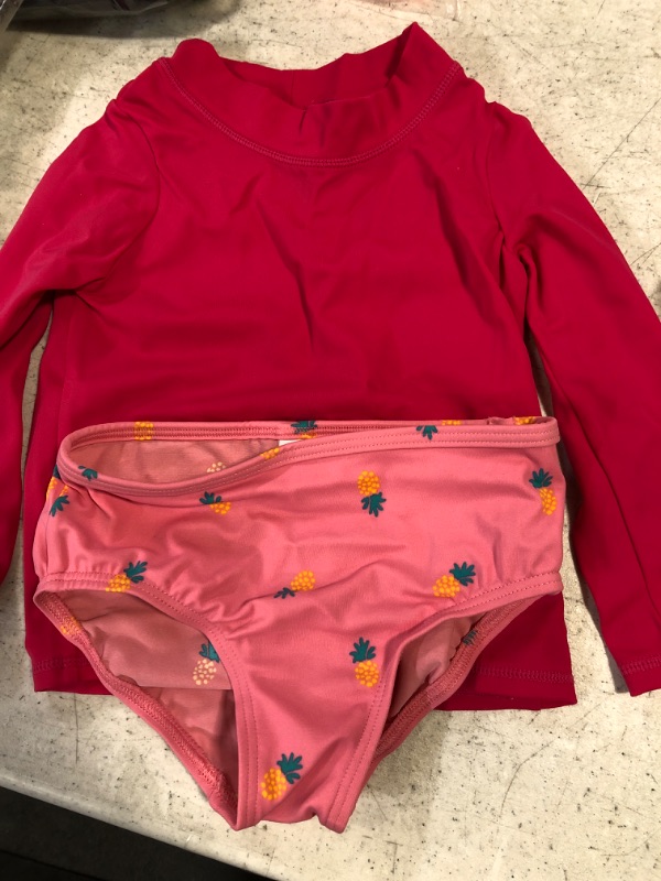 Photo 2 of Amazon Essentials Baby Girls' UPF 50+ 2-Piece Long-Sleeve Rash Guard Set 24 Months Pink, Pineapple