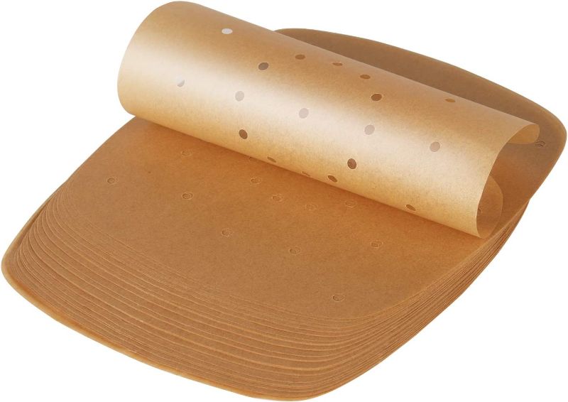 Photo 1 of SMARTAKE 200 Pcs Air Fryer Liner, 8.5 Inches×8.5 Inches Non-Stick Steamer Mat, Premium Parchment Paper for Baking, Oven, Air Fryer, Bamboo Steamer and More (Unbleached)