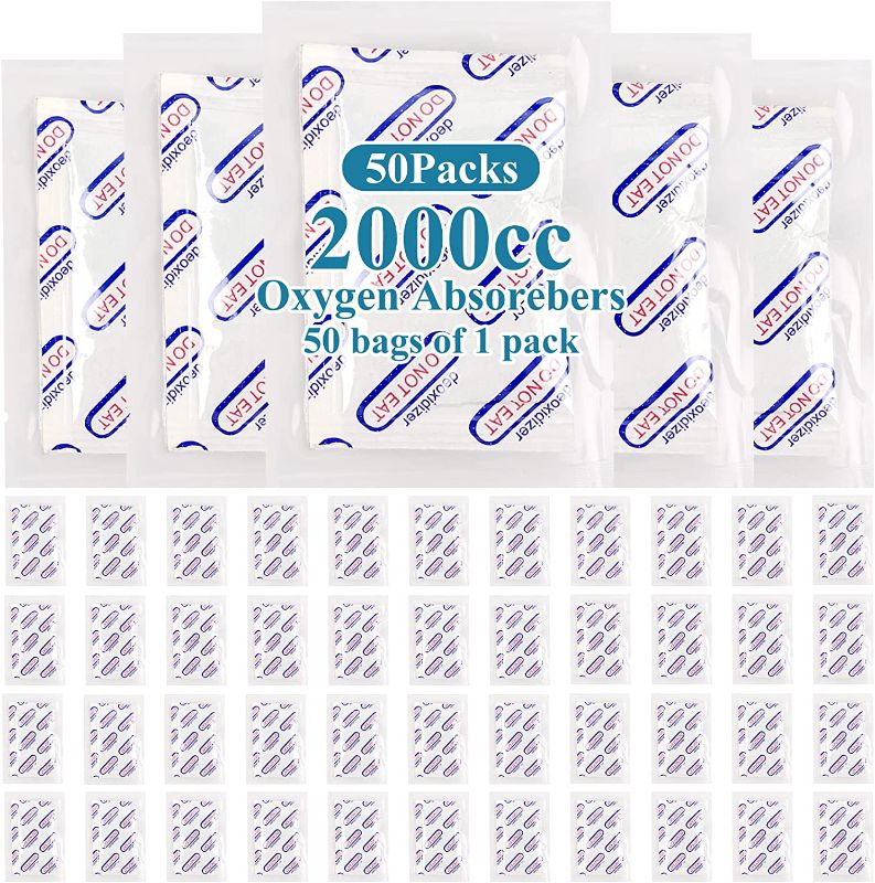 Photo 1 of 100 Count Individually Wrapped Oxygen Absorbers 2000cc for Food Storage & Mylar Bags & Manson Jars,O2 Absorbers Food Grade for Species Coffee Beans Candy Homemade Jerky
