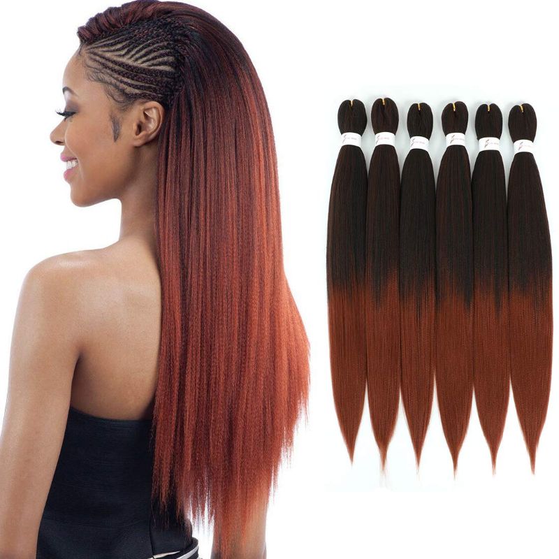 Photo 1 of WIGENIUS Pre-stretched Braiding Hair Ombre 26inch Easy Braid 6 Packs/Lot Professional Synthetic Fiber Crochet EZ Braids Yaki Texture Braiding Hair Extensions (1B/350)
