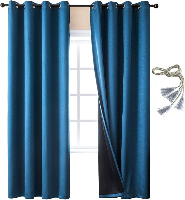 Photo 1 of Baolanna 100% Blackout Curtains 2 Panels Set 84 Inches Length Grommet Top Completely Blackout Window Curtain Thermal Insulated Full Room Darkening Drapes for Bedroom Living Room (Navy Blue, 52x84)
