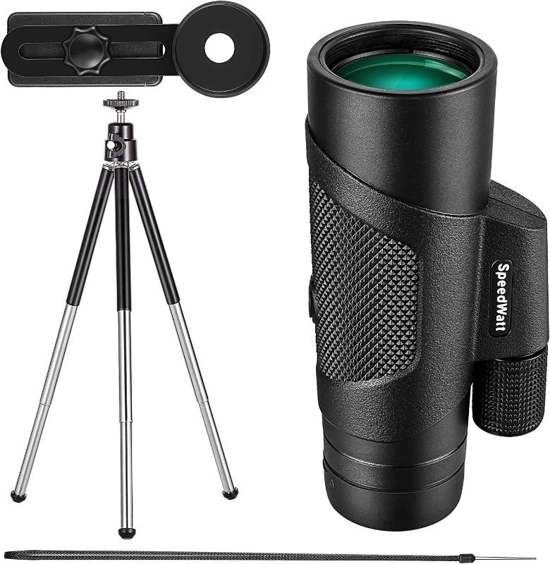 Photo 1 of 10x42 HD Monocular Telescope for Adults High Powered with Upgraded Smartphone Adapter & Tripod, Compact Waterproof Fogproof Shockproof Pocket Monocular for Bird Watching Hunting Camping Traveling
