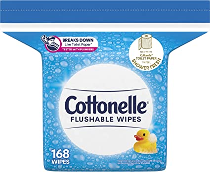 Photo 1 of Cottonelle Flushable Wet Wipes - 1 Refill Pack, 168 Total Flushable Wipes White * BB 04/2024
