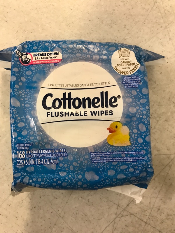 Photo 2 of Cottonelle Flushable Wet Wipes - 1 Refill Pack, 168 Total Flushable Wipes White * BB 04/2024
