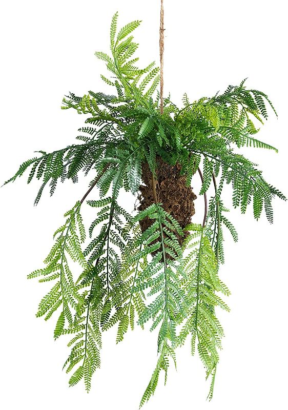 Photo 1 of Artificial Plants, FAKEGREEN 32 Inch Fake Hanging Plants Faux Leaves Greenery Hanging Plastic Plants with Moss, Long Branches and Leaves for Home, Room, Office, Party Decor
