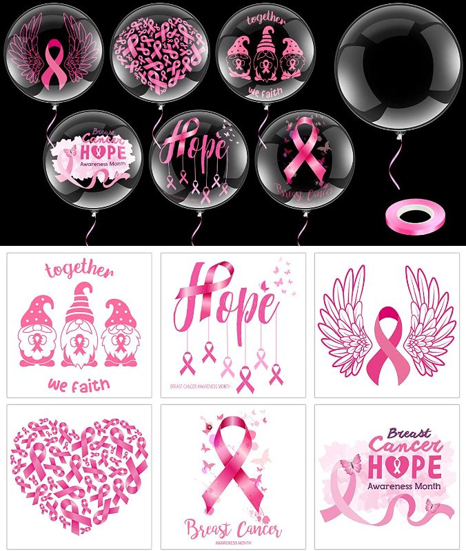 Photo 1 of 38 Pieces Breast Cancer Decorations 20 Pieces Breast Cancer Balloons