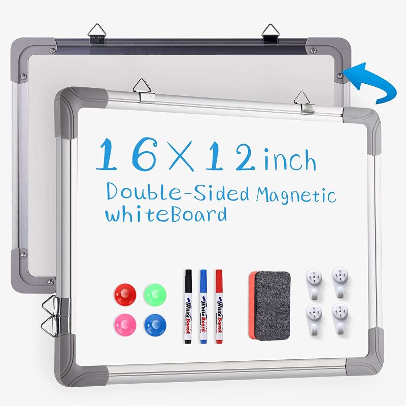 Photo 1 of Riyuetan B 16"×12"in Double-Sided Small White Board Mini Dry Erase Board for Kids Marker Board for Wall Magnet Board for Wall Small Magnetic Whiteboard
