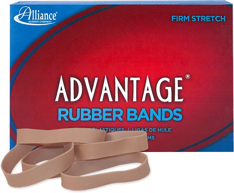 Photo 1 of Alliance Rubber 26825 Advantage Rubber Bands Size #82, 1 lb Box Contains Approx. 230 Bands (2 1/2" x 1/2", Natural Crepe)
