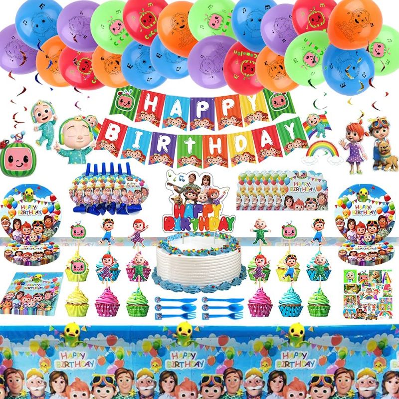 Photo 1 of 186 PCS Coco Birthday Party Decoration,Party Supplies Set Include Cutlery, Tablecloths, Banners, Napkins, Cake Toppers, Banners, Stickers.Boys Girls Birthday Party
