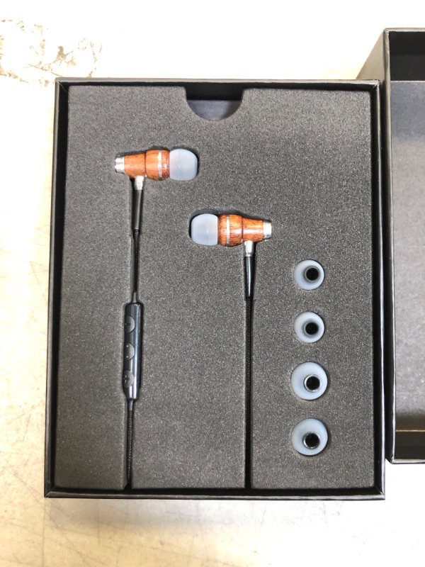 Photo 3 of Organic Artist XRG 5.0 Earbuds Headphones with Mic & Volume Control, Premium Hand-Made Genuine Wood Stereo Earphones, Balanced Bass, Noise-isolating (Dark Wood)
