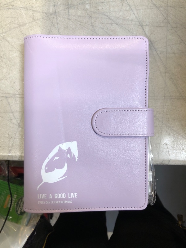 Photo 2 of TDD A6 PU Leather Binder, with 8 Binder Bags, 12 Expense Budget Sheets, 2 26-Letter Category Labels, Self-Adhesive Writable 1 Ruler, Binders Money-Saving Cash Envelopes System (Purple)
