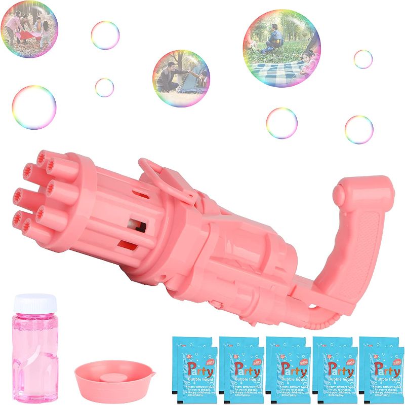 Photo 1 of Bubble Machine for Toddlers,2021 Cool Automatic Bubble Maker,Novelty Bubble Blower Outdoor Toys for Kids,Pink
