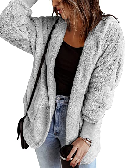 Photo 1 of Vetinee Women Casual Fuzzy Fleece Hooded Cardigan Pocket Faux Fur Outerwear Coat
SIZE SMALL 