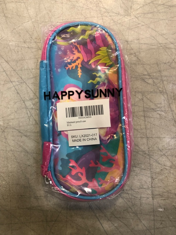 Photo 2 of HAPPYSUNNY Mermaid Pencil Case for Little girls Pen Holder Pouch Medium Capacity Portable Multifunction Pencil Box for Kids to School and Desk Organizer
