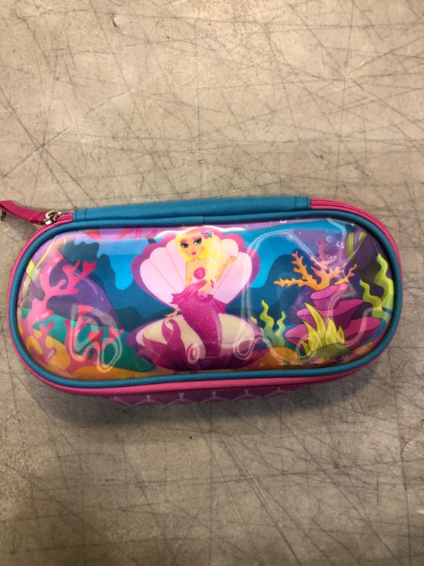 Photo 3 of HAPPYSUNNY Mermaid Pencil Case for Little girls Pen Holder Pouch Medium Capacity Portable Multifunction Pencil Box for Kids to School and Desk Organizer
