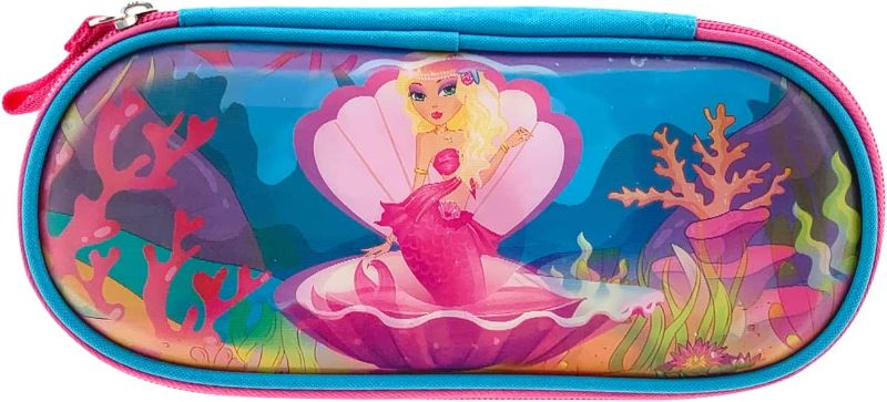 Photo 1 of HAPPYSUNNY Mermaid Pencil Case for Little girls Pen Holder Pouch Medium Capacity Portable Multifunction Pencil Box for Kids to School and Desk Organizer
