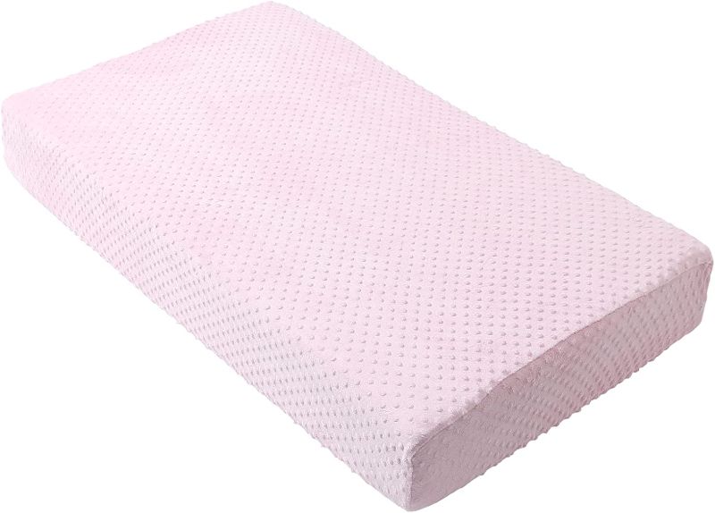 Photo 1 of DONOMILO Crib Mattress Protector, suitable for 52inch×28inch Standard Crib, Minky Dots Fabric Super Soft Anti Slip Durable Toddler Crib Mattress Pad Cover, for Baby Boy Baby Girls (Blushing Bride)
