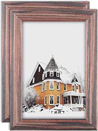 Photo 1 of 4x6 Ebony Wood Grain Picture Frames Natural Solid Wood 2 Pack for Tabletop Display
