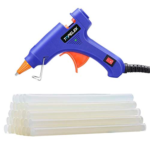 Photo 1 of Hot Glue Gun, TOPELEK Mini Heating Hot Melt Glue Gun with 30pcs Melt Glue Sticks, Melting Glue Gun Set for School DIY Arts and Crafts Projects, Home Quick Repairs(20 Watts, Blue)
