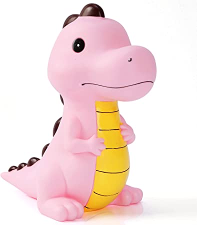 Photo 1 of H&W Dinosaur Money Bank (Pink), Shatterproof Tyrannosaurus Rex Piggy Bank, First Coin Bank, Best Christmas Birthday for Kids Boys Girls Home Decoration (WK27-D6)
