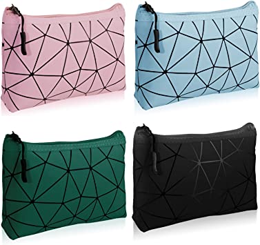 Photo 1 of 4 Pack Small Makeup Bag for Purse, Travel Cosmetic Bag Waterproof Makeup Pouch with Zipper Storage Cosmetic Pouch for Women (Green+Blue+Pink+Black)
