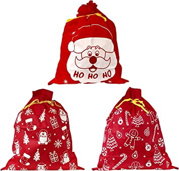 Photo 1 of Christmas Santa & Friends Jumbo Gift Sack with Drawstring (Set of 3)
