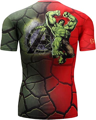 Photo 2 of Green Giant T-Shirt Casual and Sports Short Sleeve 3D Printed Compression Shirt (4X-Large, Red)
