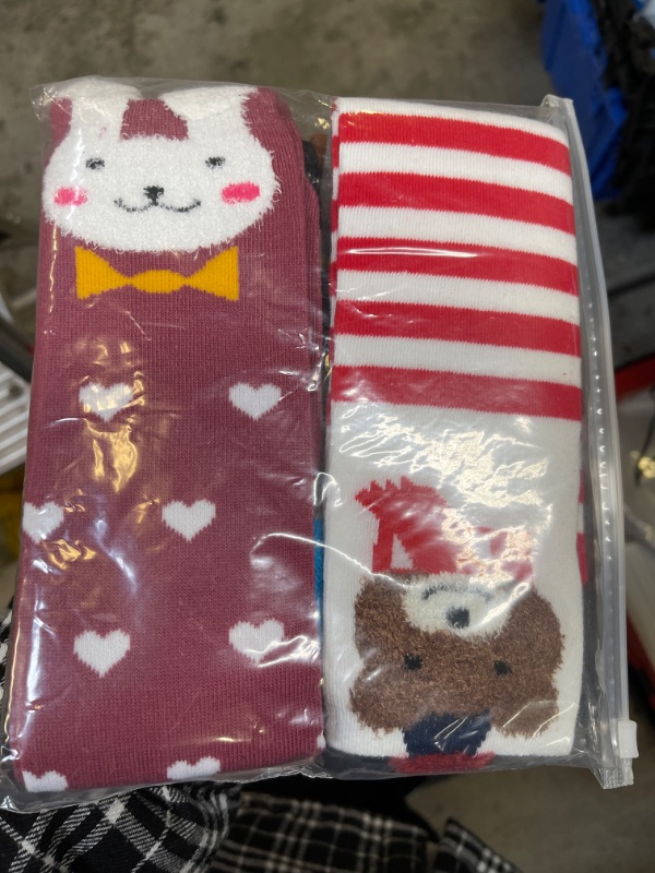 Photo 2 of Flanhiri Kids Toddler Girls Knee High Socks Cartoon Animal Warm Cotton Stockings
